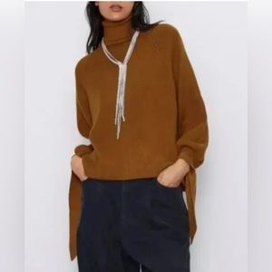 Zara turtleneck sweater with tie sleeves - size small